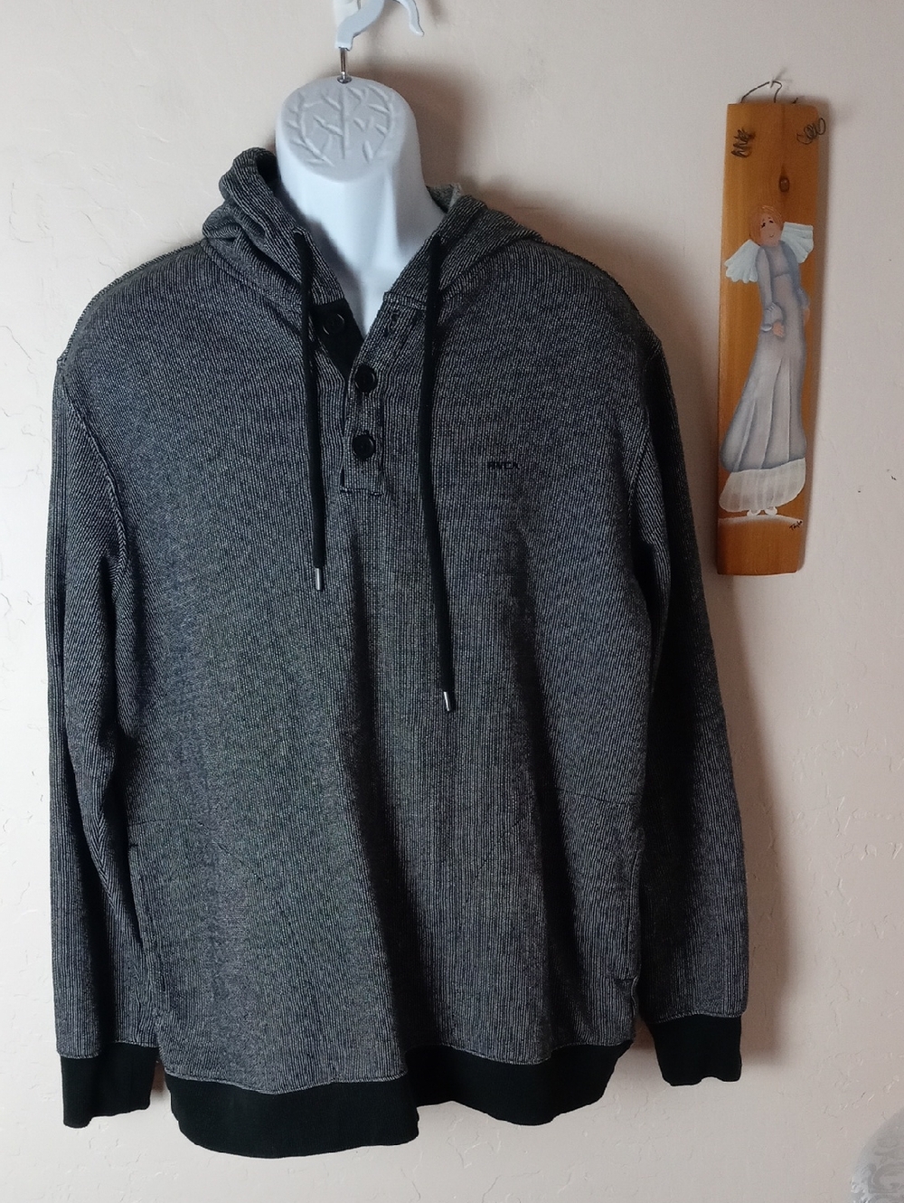 RVCA Men's Charcoal Gray Hooded Pullover Sweatshirt